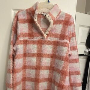 Women’s medium sized pink and white Sherpa